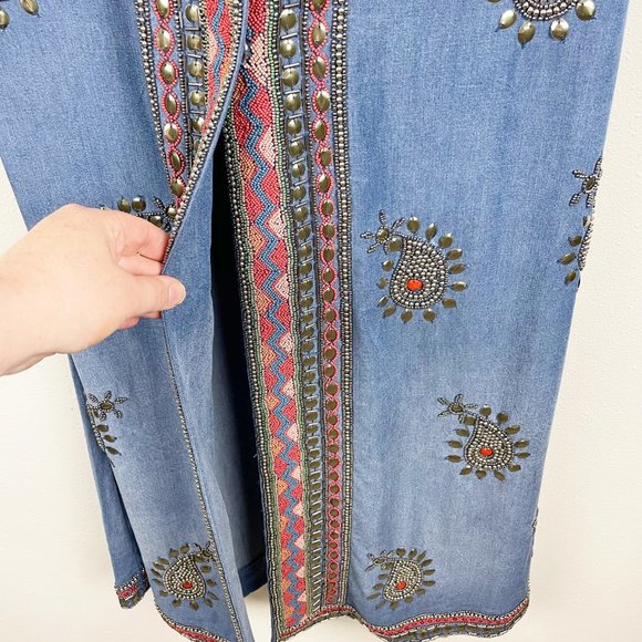 Charmayne Beaded Denim Duster 